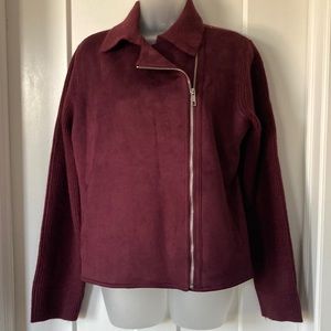 Beautiful  Suede Front Jacket 🧥 with Ribbed sleeves , size -M, .Burgundy